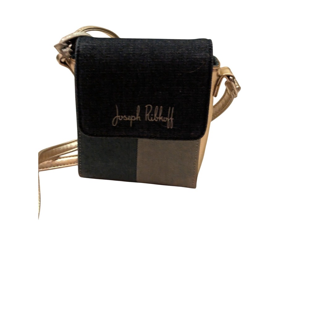 Joseph Ribkoff Crossbody Bag Gold Denim Color Block Signature Mini Purse‎ - Picture 13 of 16